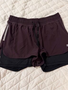 Hind Two-Layer Athletic Shorts in Plum and Black